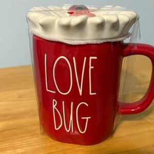 Rae Dunn Red Love Bug Mug with White Lid
